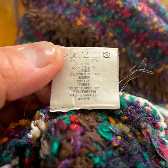 ONLY Women’s Multicolor Knit Rollneck Sweater Size S Boho Chunky Stripe Pullover - Picture 9 of 13